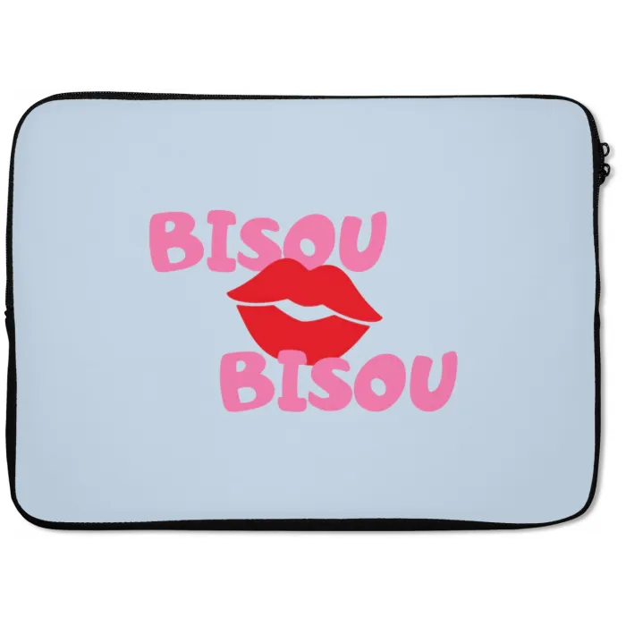 Lippen - Bisou - Blauw laptophoes neopreen klein -zkaufland3dotto