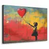 Banksy Style - Kleurrijk - Graffiti - Meisje - Street art Textielframe - compleet frame klein -3d