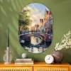 Brug - Stad - Huizen - Boot Wandcirkel Ovaal Glas middel -sfeer2