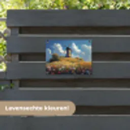 Windmolen - Heuvel - Bloemen - Kleurrijk tuinposter los doek klein -sfeer3