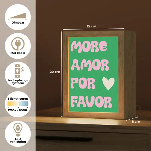 Amor - Valentijn - Groen - Tekst Light Box met kabel (Tafellamp) klein -USP_NL