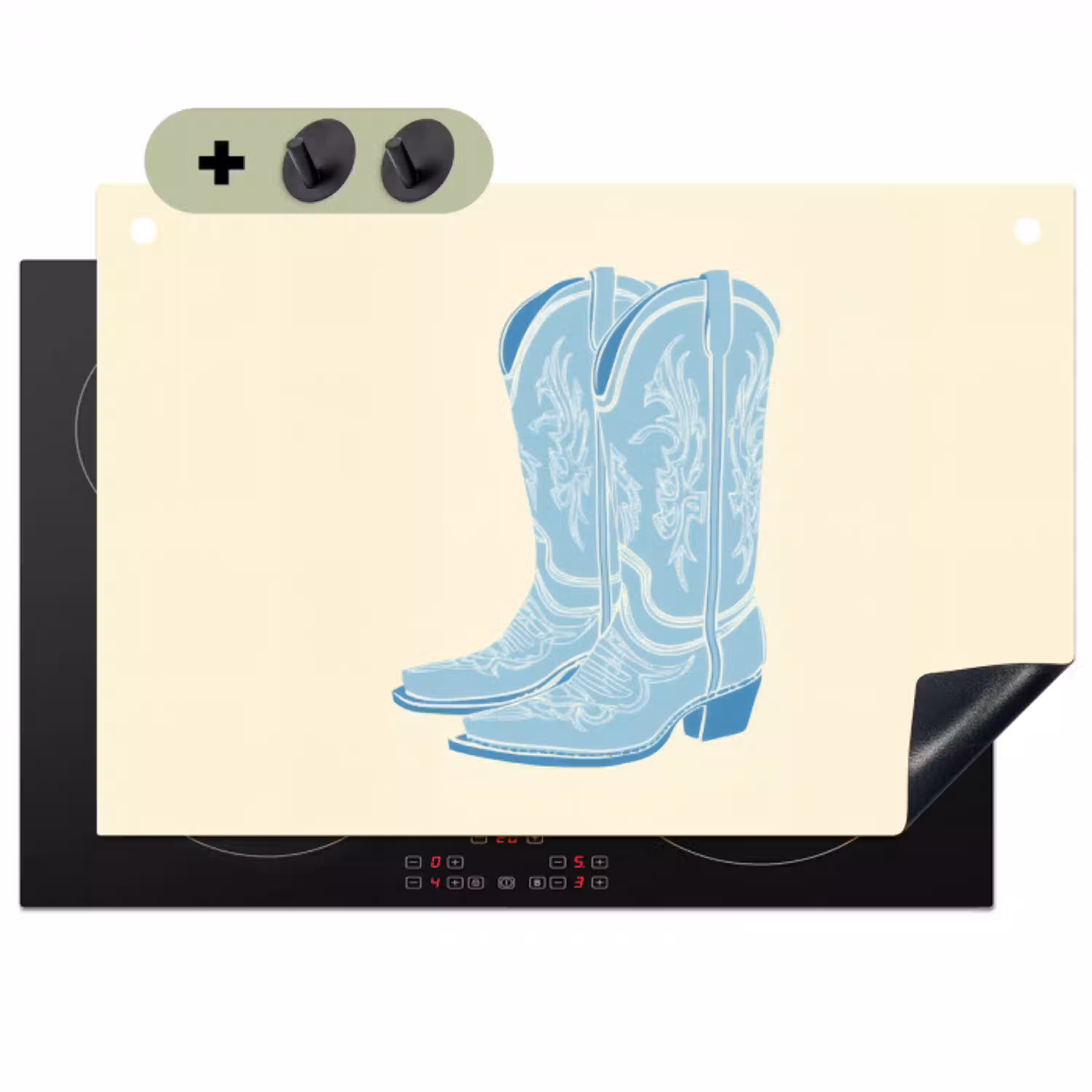 Illustratie - Cowboylaarzen - Patroon Inductie beschemer met haakjes klein -3d