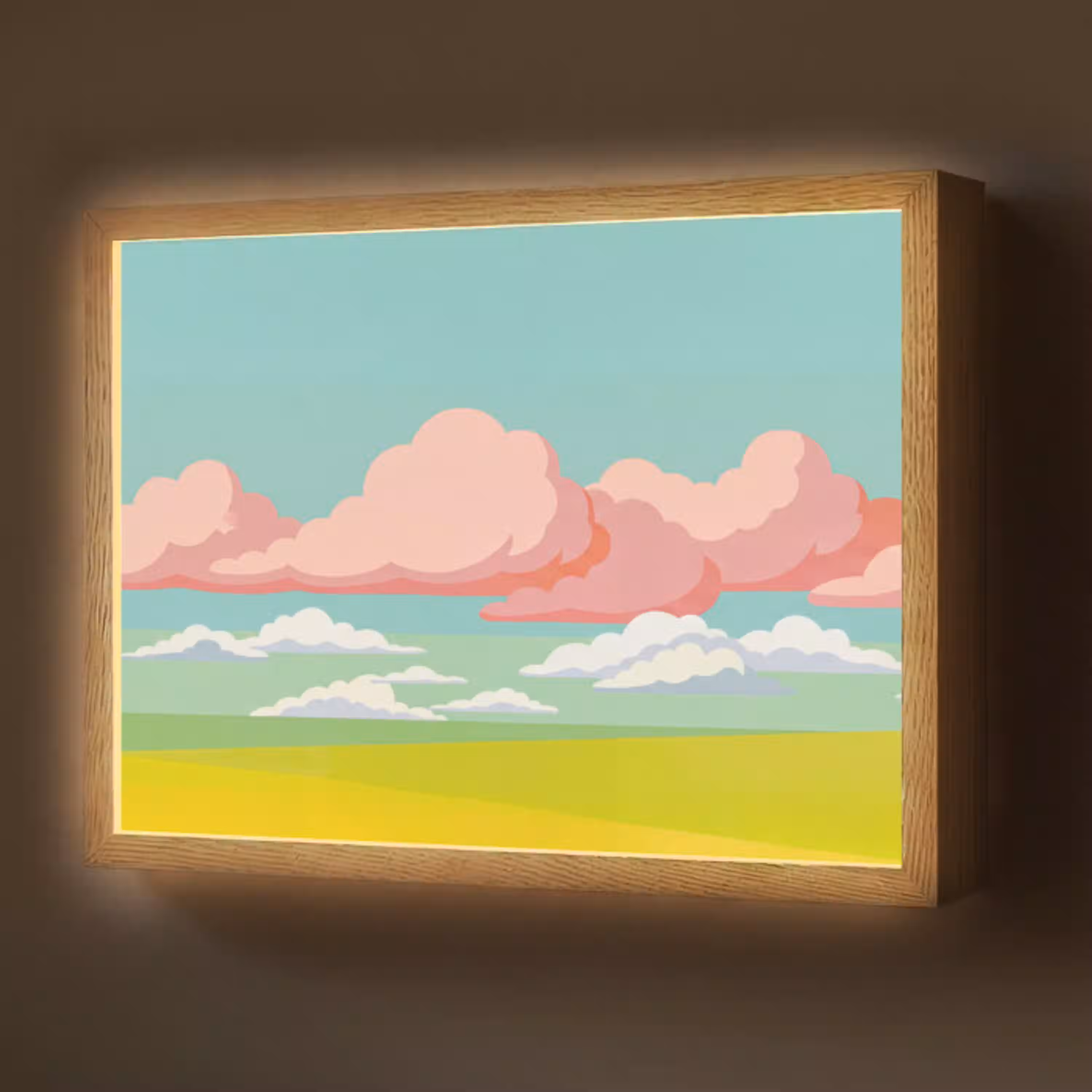 Wolken - Roze - Natuur - Modern - Pastel Light Box met batterij (Wandlamp) middel -z3d_website