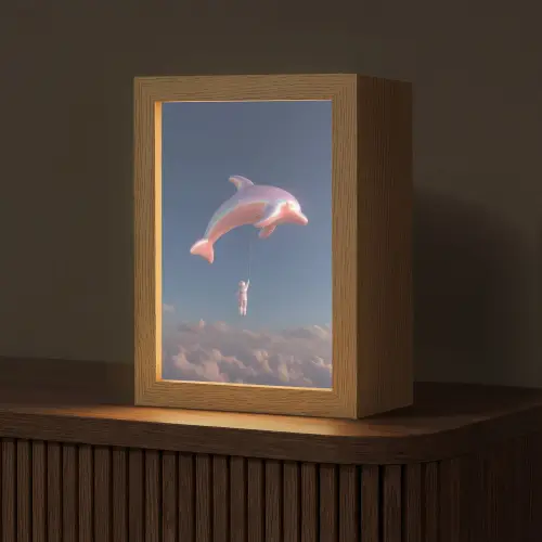 Dolfijn - Roze - Astronaut Light Box met kabel (Tafellamp) klein -z3d_website
