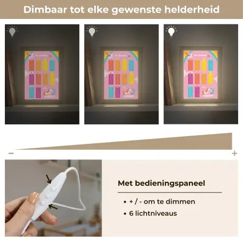 Educatief - Leren rekenen - Eenhoorn - Vermenigvuldigingstabel Light Box met kabel klein -USP_dimbaarNL