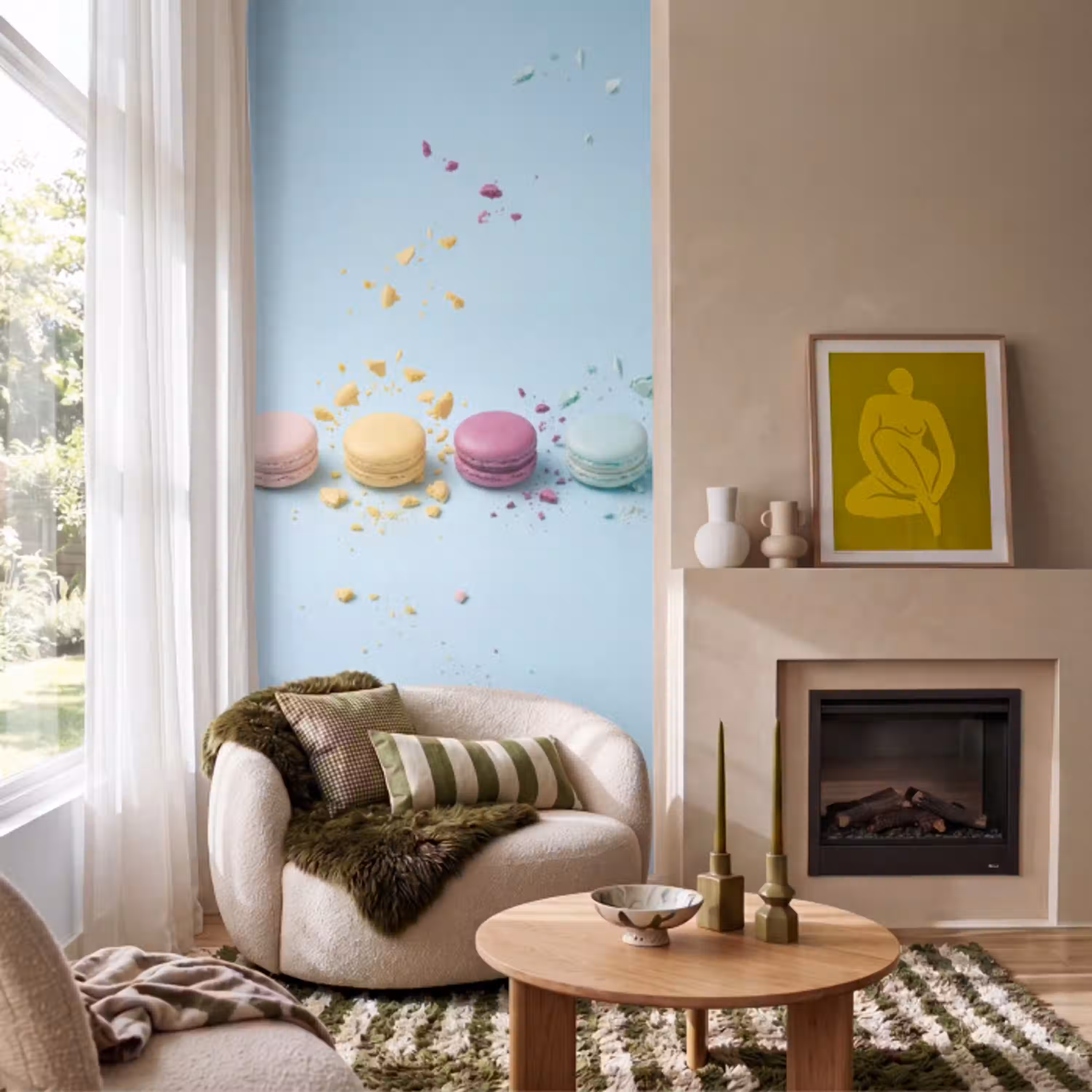 Macarons - Kleurrijk - Pastel Behang Vlies klein -sfeer2