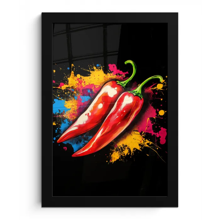 Peper - Graffiti - Verf - Abstract - Modern - Kleurrijk fotolijst zwart zonder passe partout klein -3d