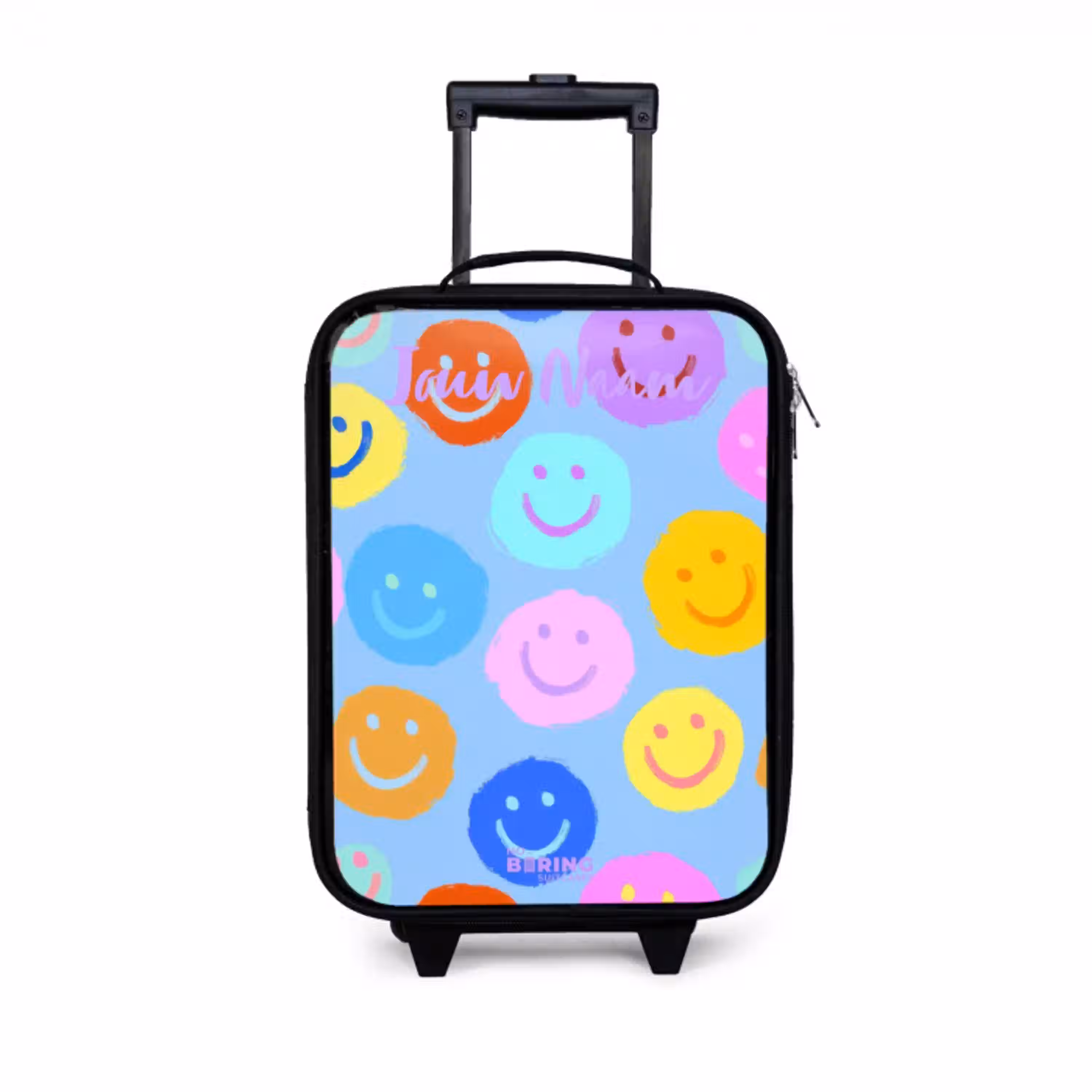 Vrolijk patroon van smileys Kinderkoffer - Zwart klein -3d
