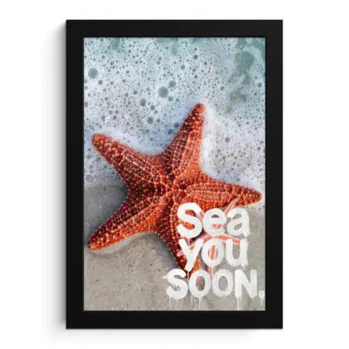 Sea you soon - Zeester - Zee fotolijst zwart zonder passe partout klein -3d