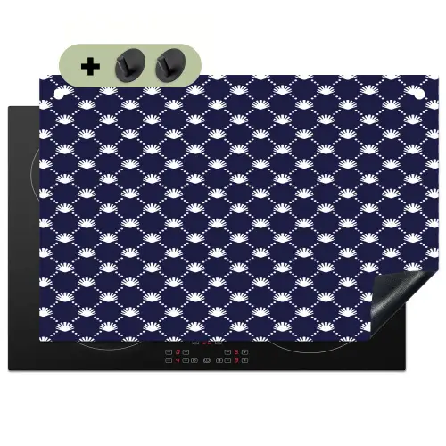 Oceaan - Schelp - Blauw - Wit Inductie beschemer met haakjes klein 777 -3d