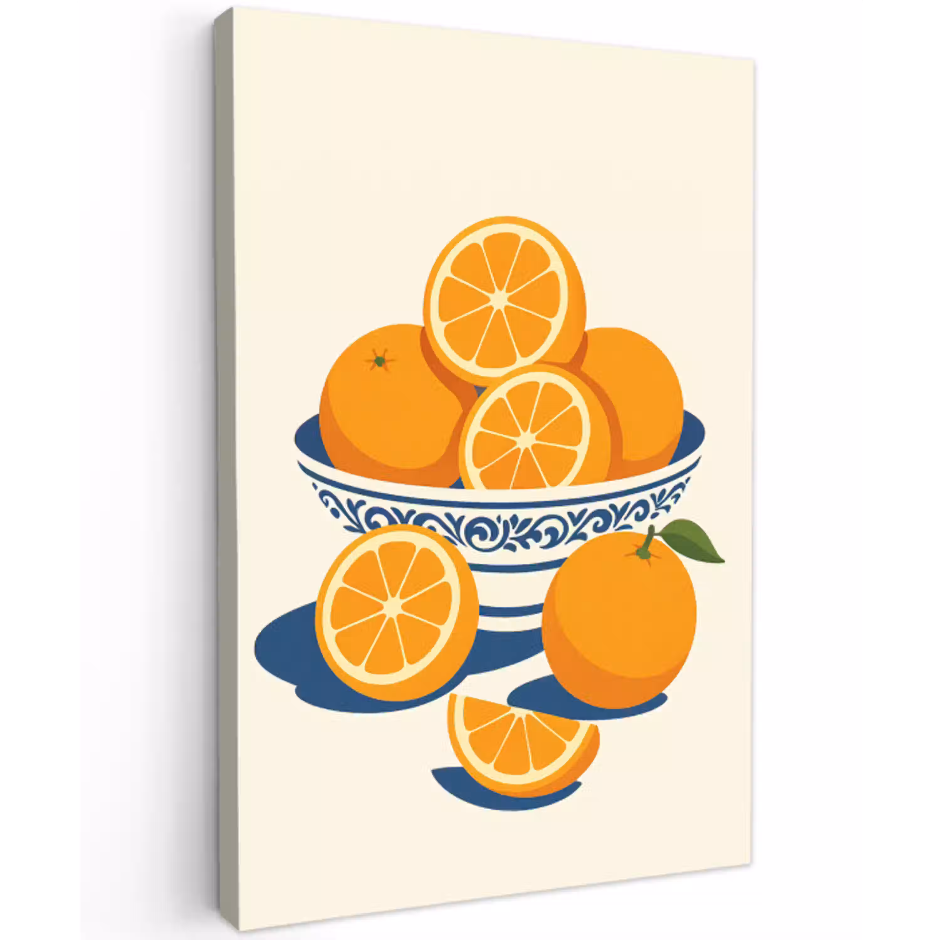 Schaal - Minimalistisch - Oranje - Sinaasappels Tuinposter op houten frame 2 cm dik middel -3d