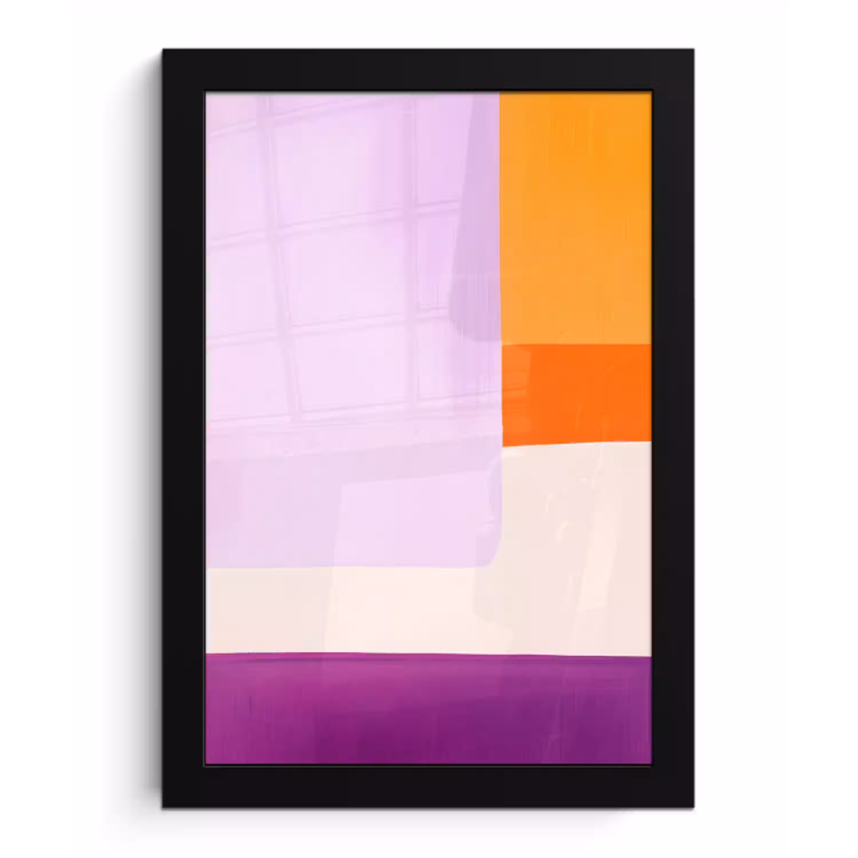 Vlakken - Abstract - Rechthoekig - Oranje fotolijst zwart zonder passe partout klein -3d