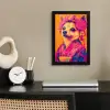 Kimono - Hondje - Bloemenkroon - Oranje fotolijst zwart zonder passe partout klein -sfeer1