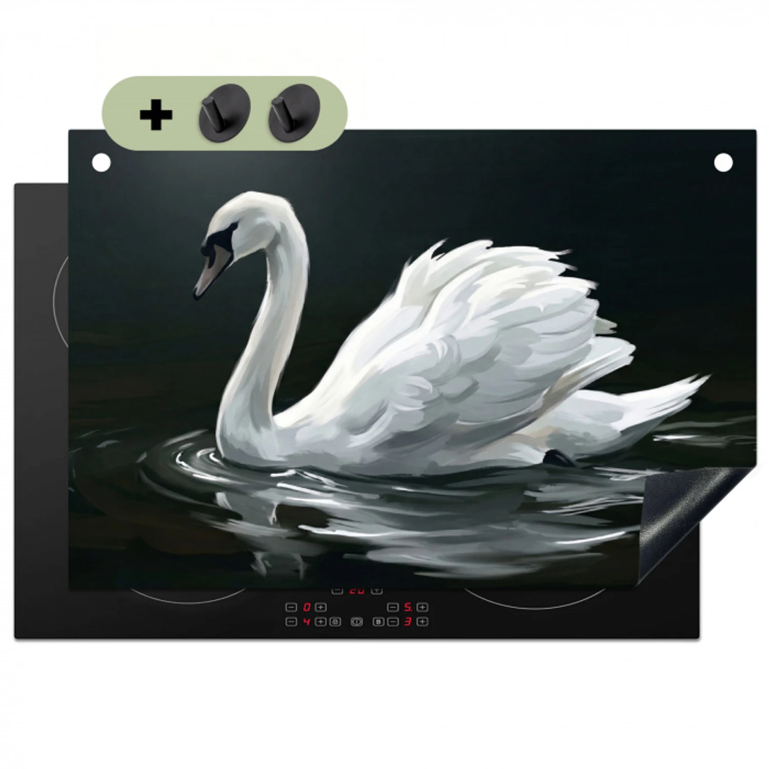 Zwaan - Water - Natuur - Realistisch - Wit Inductie beschemer met haakjes klein -3d