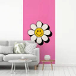 Smiley - Bloem - Roze fotobehang vinyl groot -woonkamer