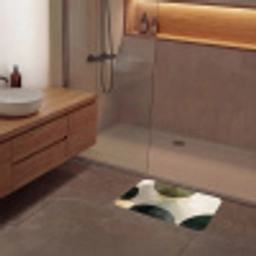 Vlakken - Abstract - Beige - Cirkels Badmat klein -sfeer2