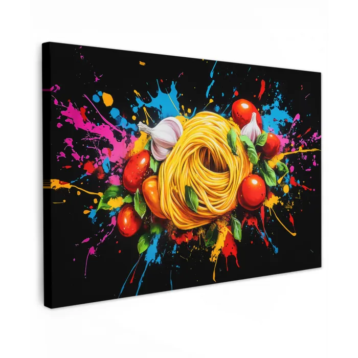 Spaghetti - Graffiti - Verf - Kleurrijk - Eten - Modern canvas 2cm klein -z3d