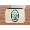 Lijst - Bloemen - Lichtblauw - Illustratie laptophoes neopreen klein -tafel