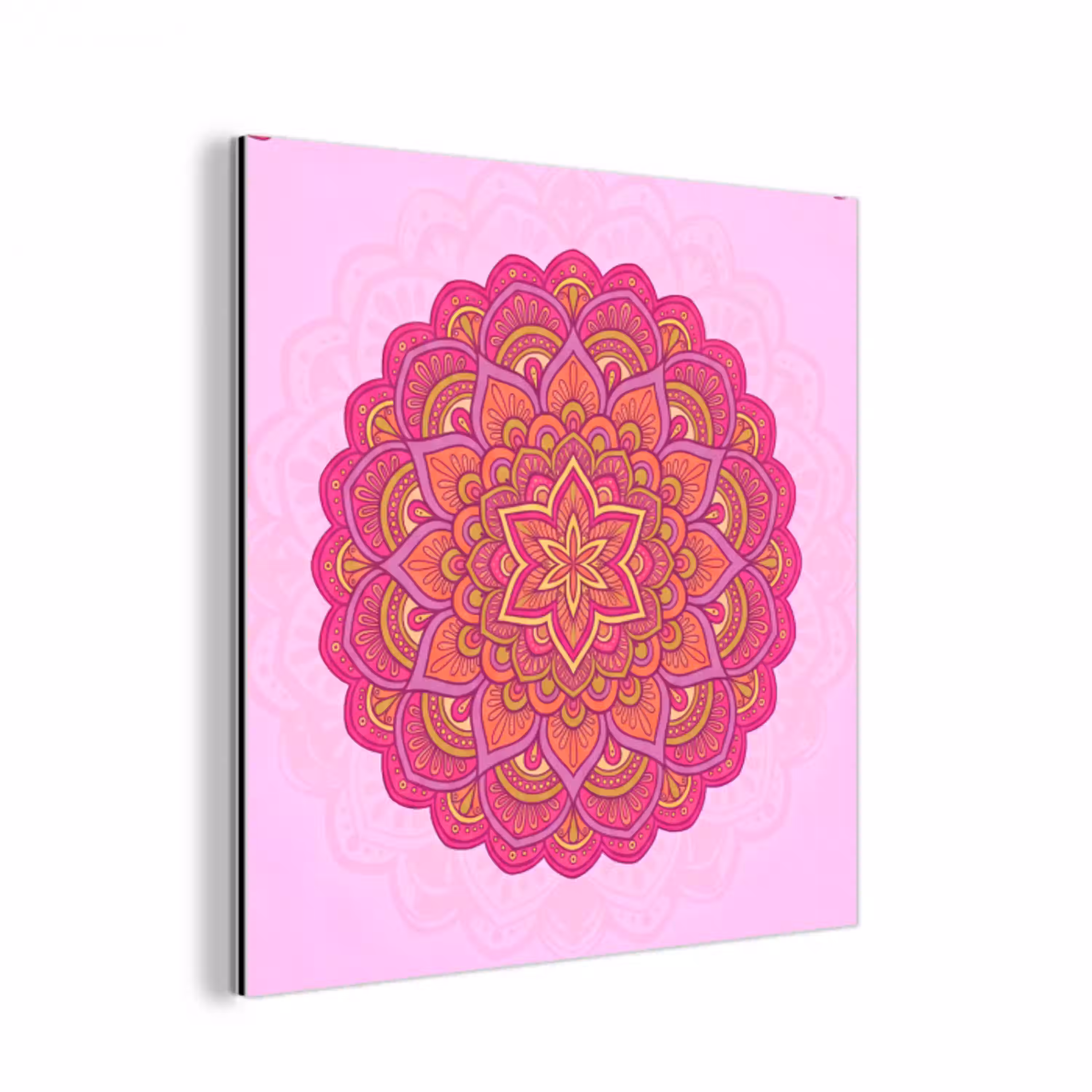 Mandala - Cirkel - Spiritueel - Oosters - Roze aluminium wit klein -3d