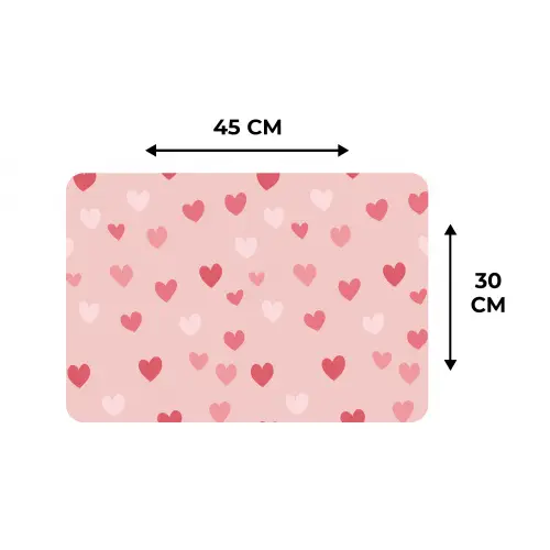 Hartjes - Patroon - Roze - Eenvoudig Placemat vinyl groot -specs