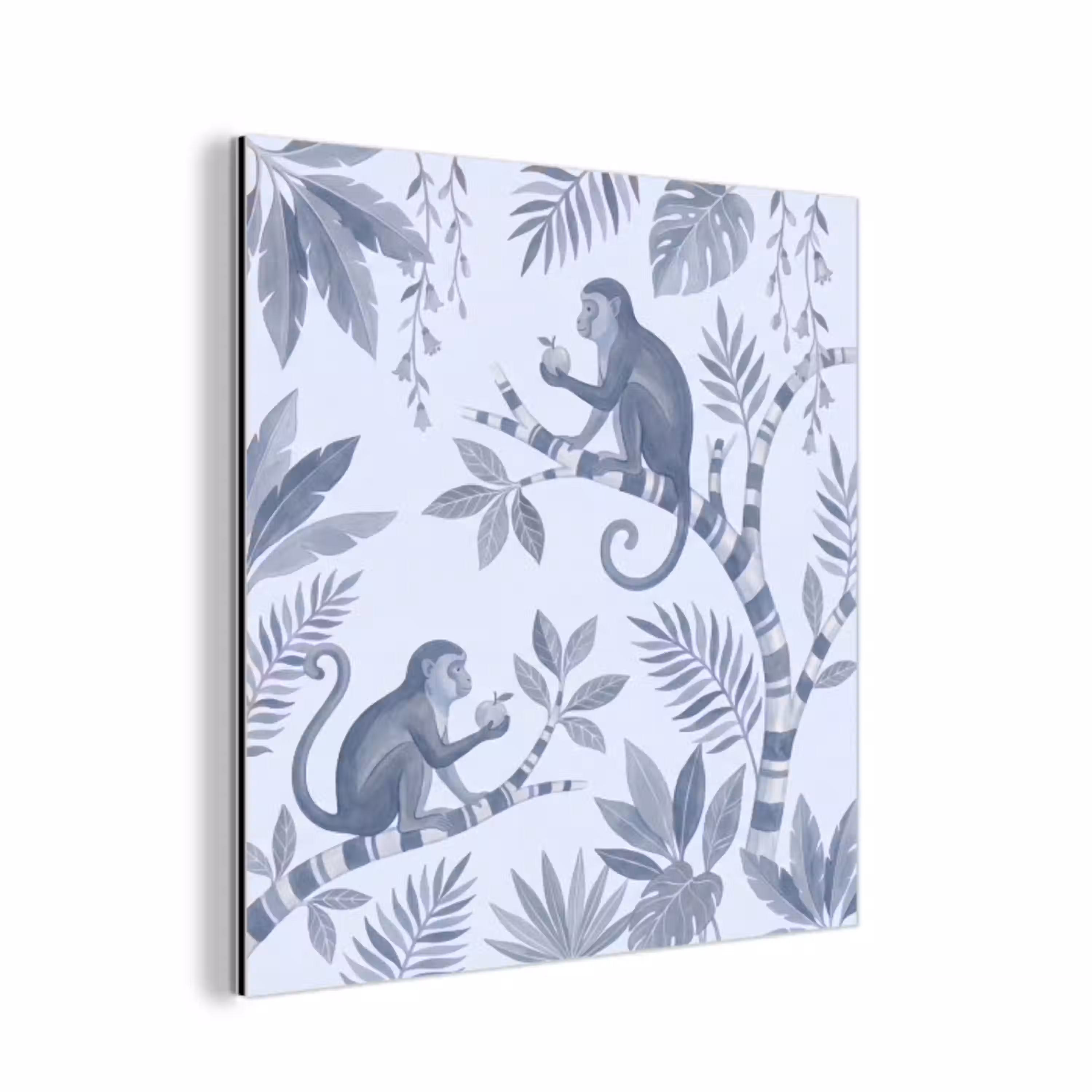 Aap - Boom - Bladeren - Jungle - Illustratie aluminium wit klein -3d