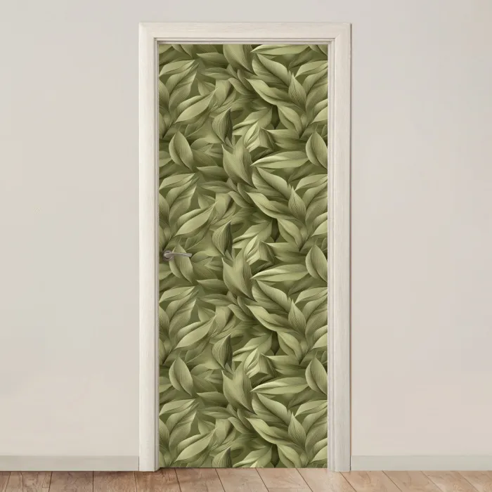Bladeren - Modern - Groen deurposter klein 289 -3d_beige