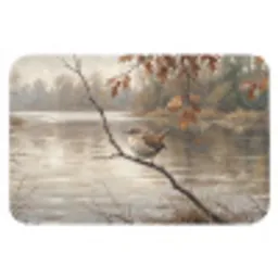 Winterkoninkje - Tak - Rivier - Natuur - Sfeervol Badmat klein -3d