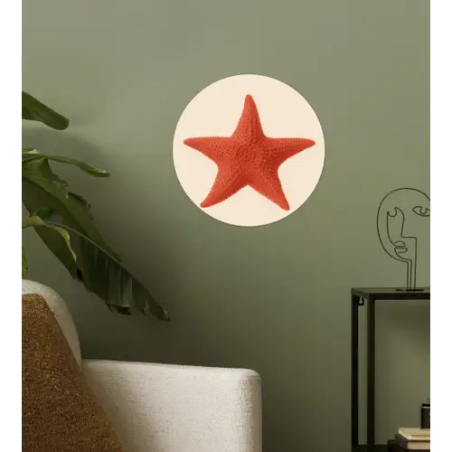 Zeester - Bobbels - Rood Wandcirkel behangsticker klein -sfeer2