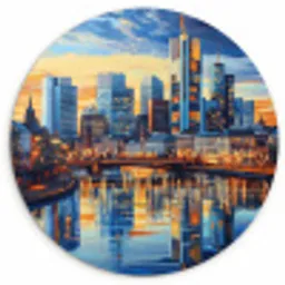 Zonsondergang Frankfurt - Stad - Skyline - Water Wandcirkel kunststof plaat 5mm dik klein -3d