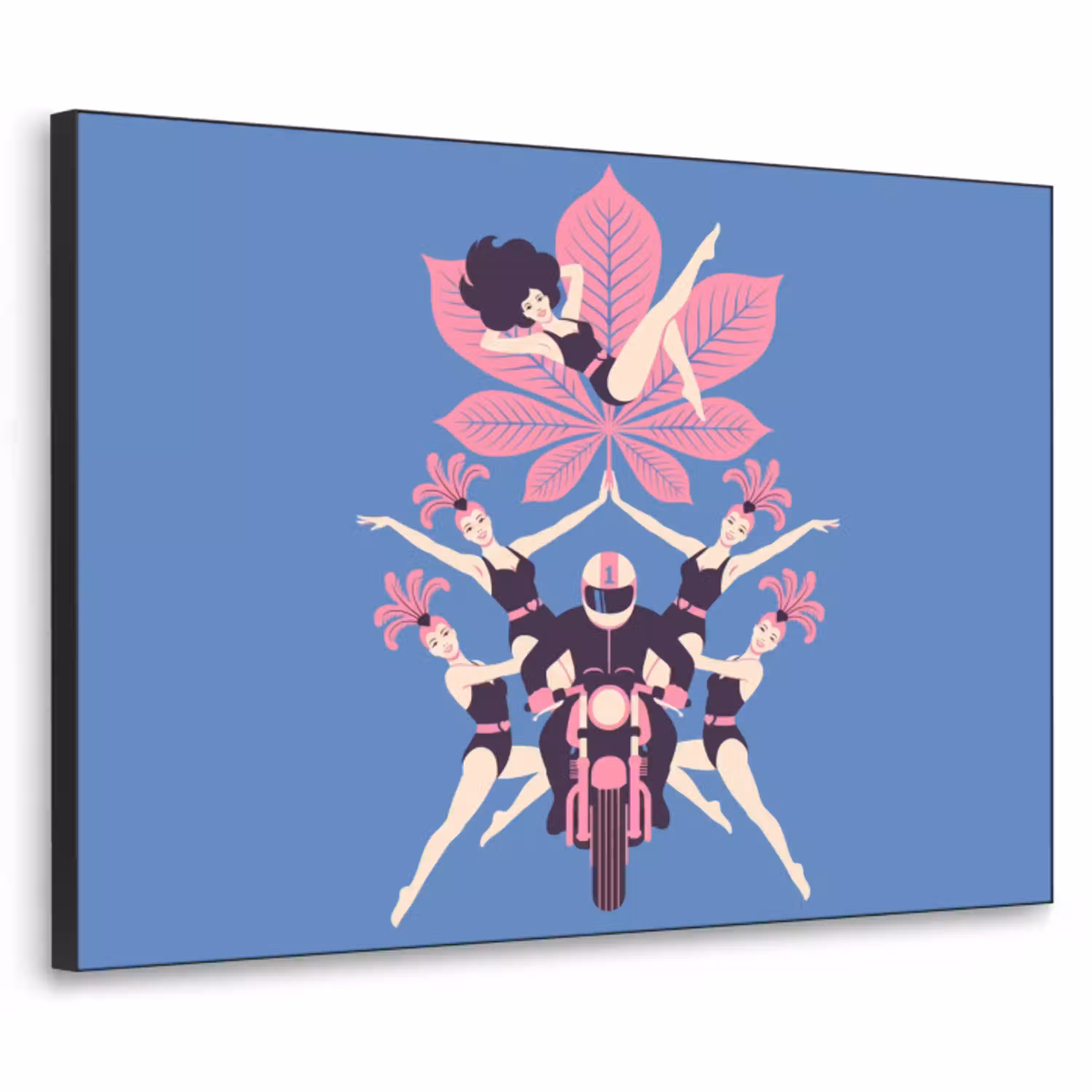Mensen - Dans - Motor - Retro - Roze Textielframe zwart klein -3d