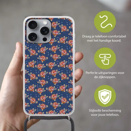 Disco - Blauw - Patroon Hoesje iPhone 16 Pro Max met koord klein 804 -sfeer2_NL