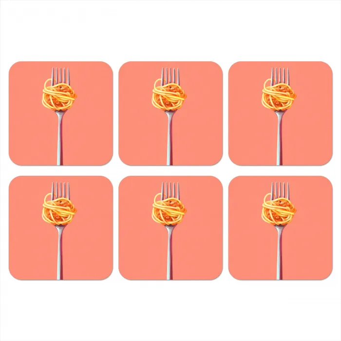 Vork - Spaghetti - Artistiek - Roze onderzetter kurk middel -3d