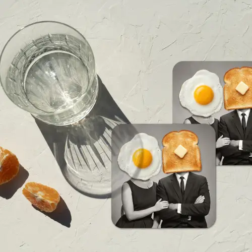 Ontbijt - Koppel - Ei - Brood onderzetter kurk middel -sfeer4