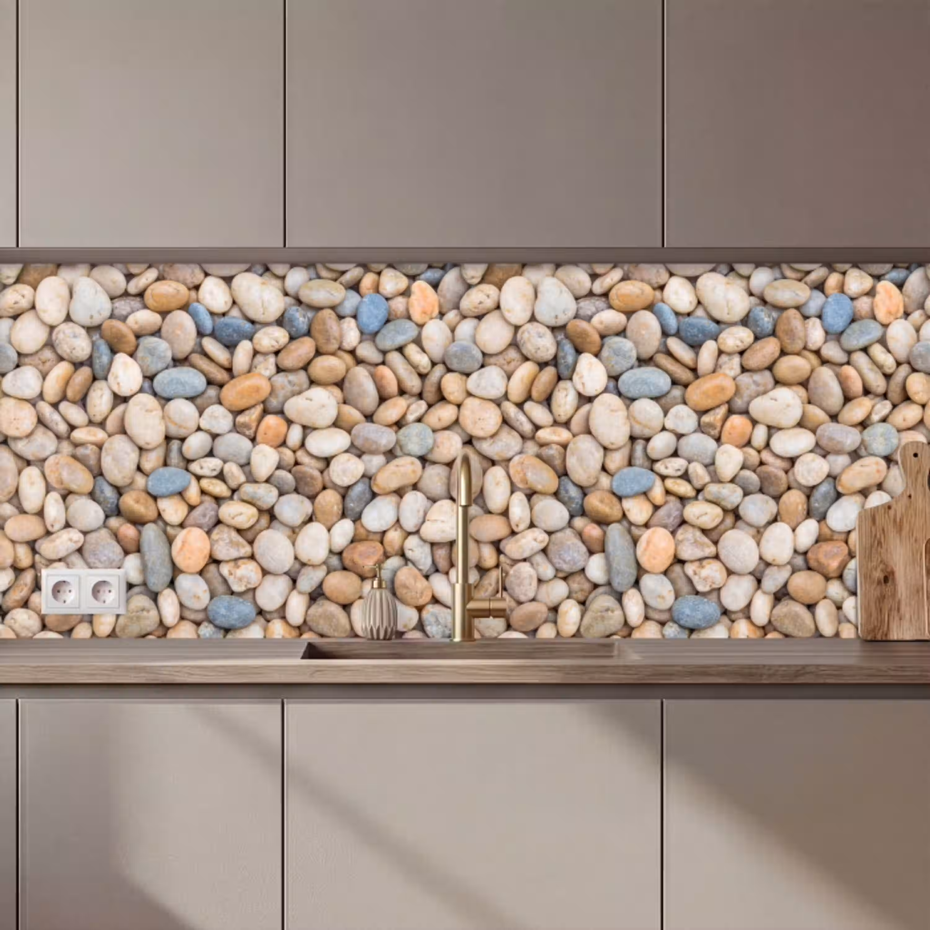 Kiezelstenen - Natuur - Textuur - Beige - Grijs keuken achterwand 2 middel zz_3dshopping