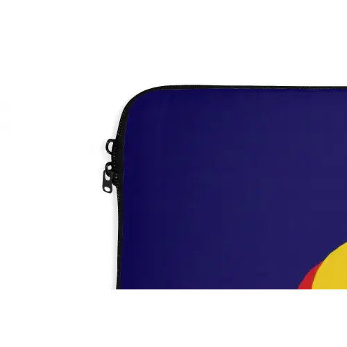 Blauw - Geel - OH - Schaduw laptophoes neopreen klein -detail