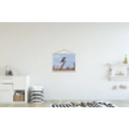 Roodborsttapuit - Heide - Paars - Natuur - Sfeervol textielposter latten blank klein -kinderkamer