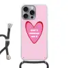 Quote - Moeder - Roze Hoesje iPhone 16 Pro Max met koord klein -3d