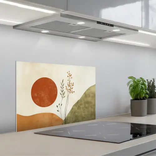 Zon - Abstract - Takken - Oranje keuken achterwand spatscherm klein -3d_schuin