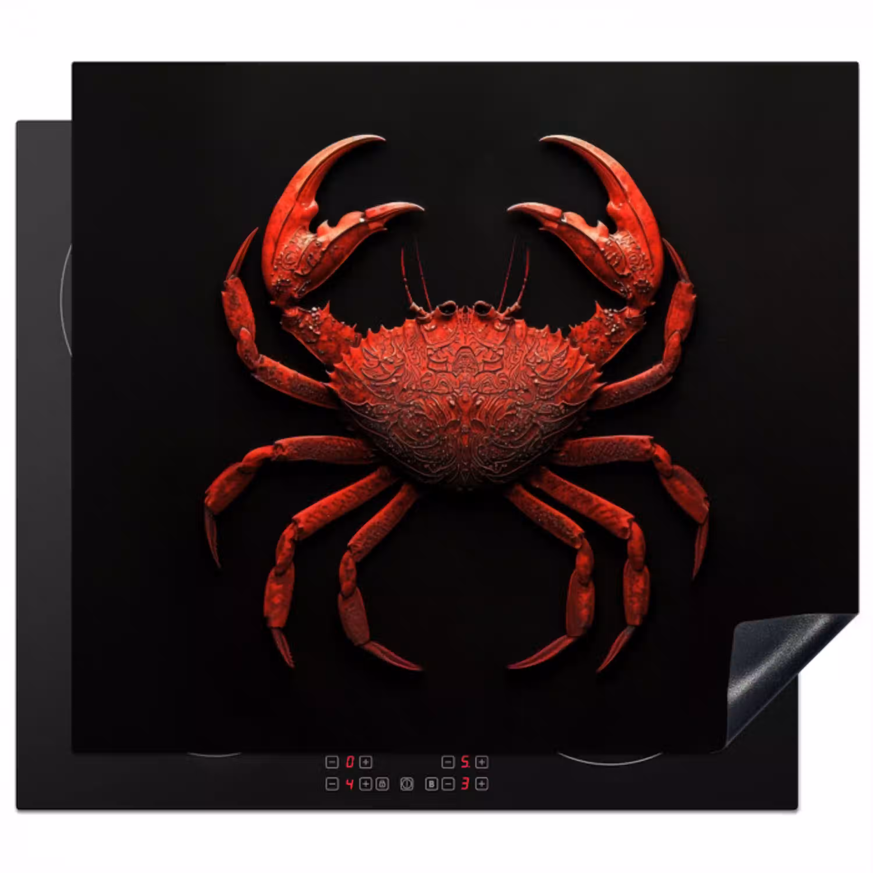 Krab - Rood - Vissen - Schaaldieren Inductie beschermer vinyl 3mm middel -3d