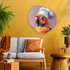 Papegaai - Koksmuts - Nieuwsgierig - Vogel Wandcirkel Organisch Aluminium middel -sfeer4