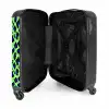 Blauw uipaardpatroon op groene achtergrond NBS - Handbagage koffer - Kinderen Unisex middel -binnenkant
