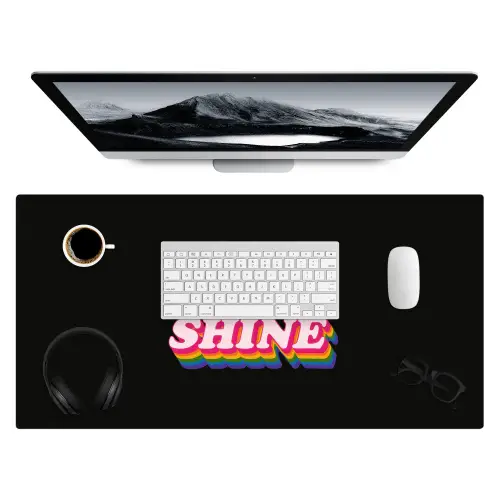 Quote - Regenboog - Roze - Zwart Muismat XXL klein -3d