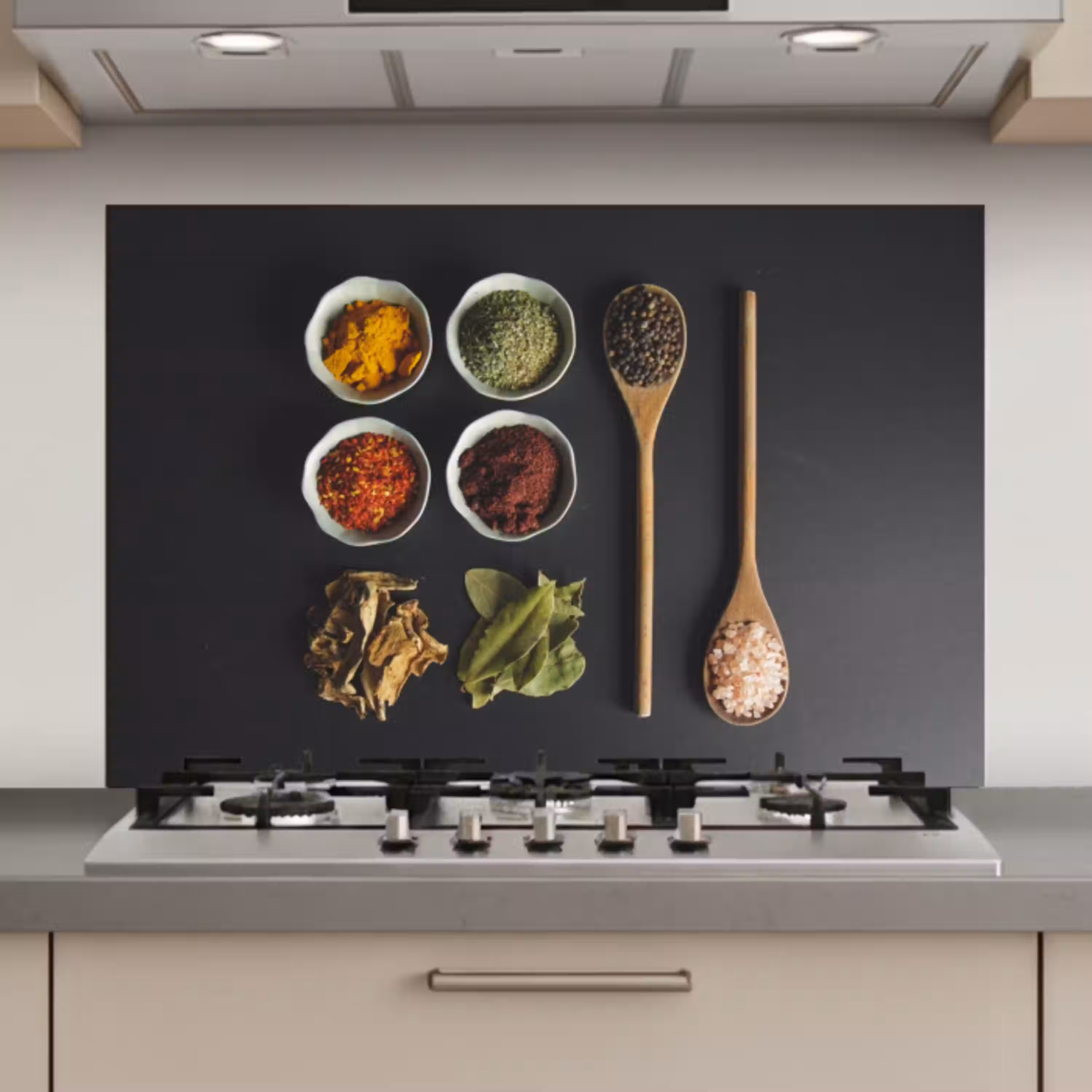 Pollepel - Specerijen - Kruiden - Groen - Bruin - Rustiek keuken achterwand spatscherm klein -3d_website