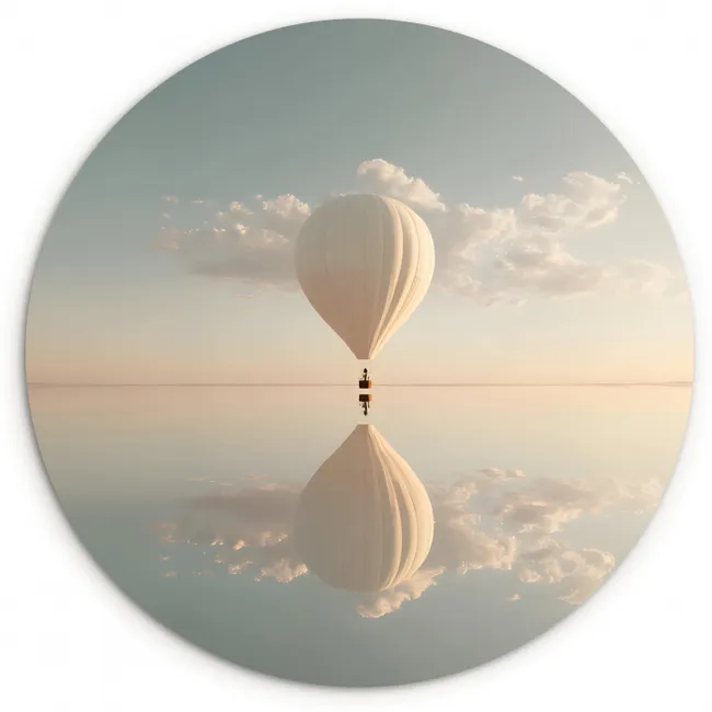 Muurcirkel - Luchtballon - Wolken - Water - Blauw