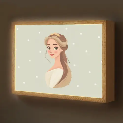 Prinses - Tiara - Groen - Stippen Light Box met batterij (Wandlamp kind) middel -z3d_website
