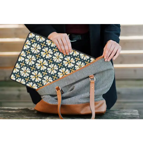 Motief - Tegel - Okergeel laptophoes neopreen klein 279 -tas