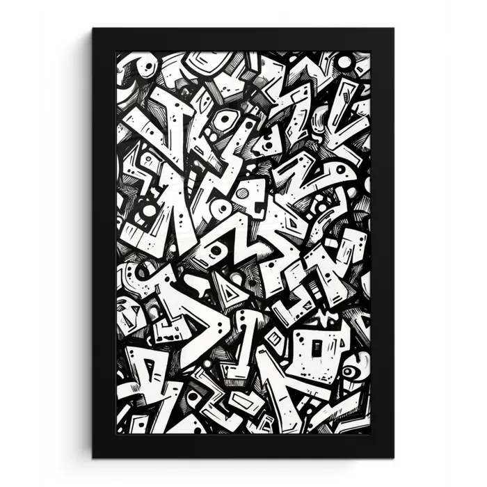 Vormen - Letters - Graffiti - Zwart fotolijst zwart zonder passe partout klein -3d
