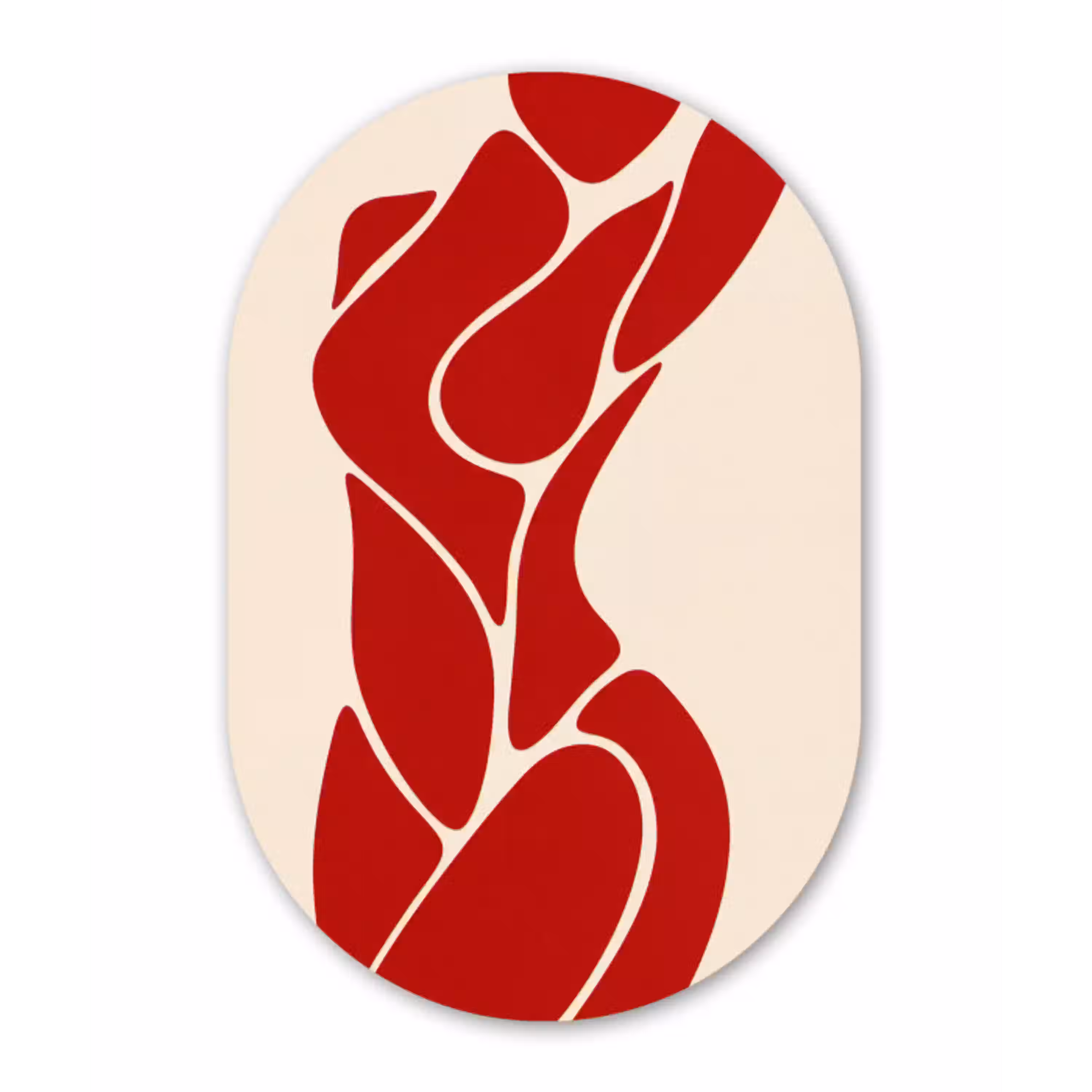 Vrouw - Figuur - Abstract - Modern - Rood Wandcirkel Ovaal Aluminium middel -3d