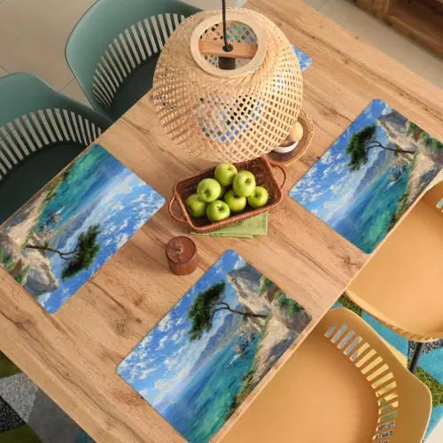 Rotsen - Kustlijn - Boom - Bergen Placemat vinyl groot -zzsfeer5_Kitchenyeah-website