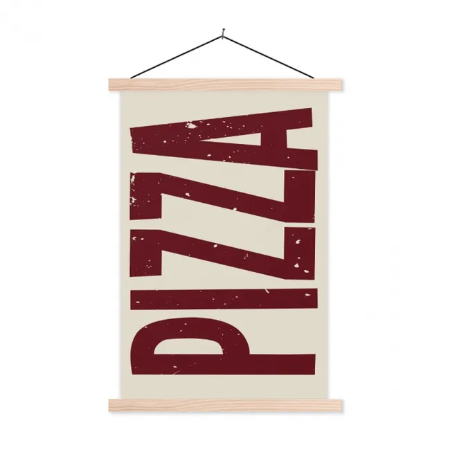 Pizza - Vintage - Decoratie - Japandi textielposter latten blank klein -3d